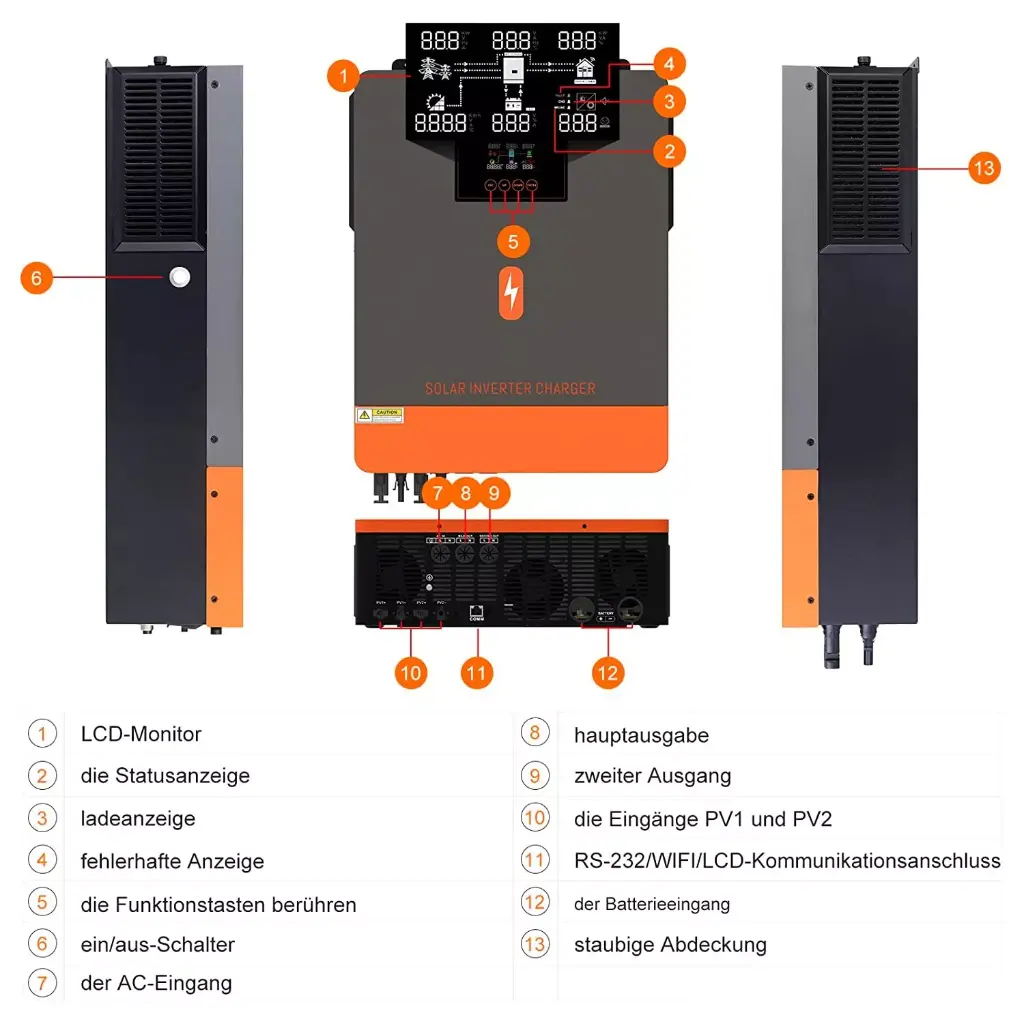 PowMr - 10200W 48V Solar Inverter Hybrid Sinus MPPT 160A