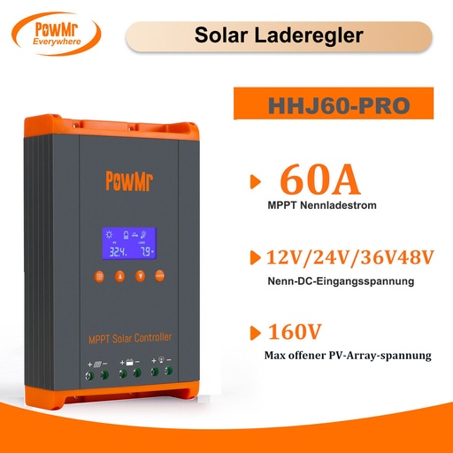 [HHJ60-Pro] 2.8kW PowMr MPPT 60A Solar Charger/Inverter 12V 24V 36V 48V LCD PV 150Vdc